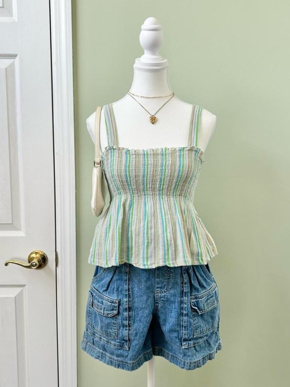Striped babydoll crop top